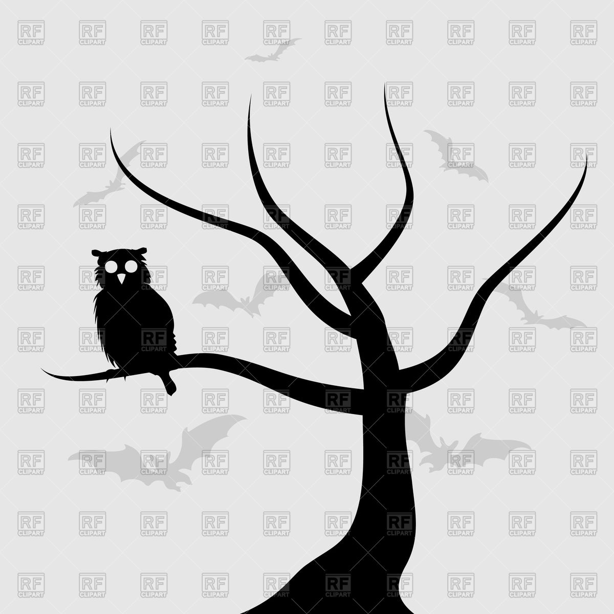 1200x1200 Owl Sits On Tree Branch Vector Image Vector Artwork Of Plants