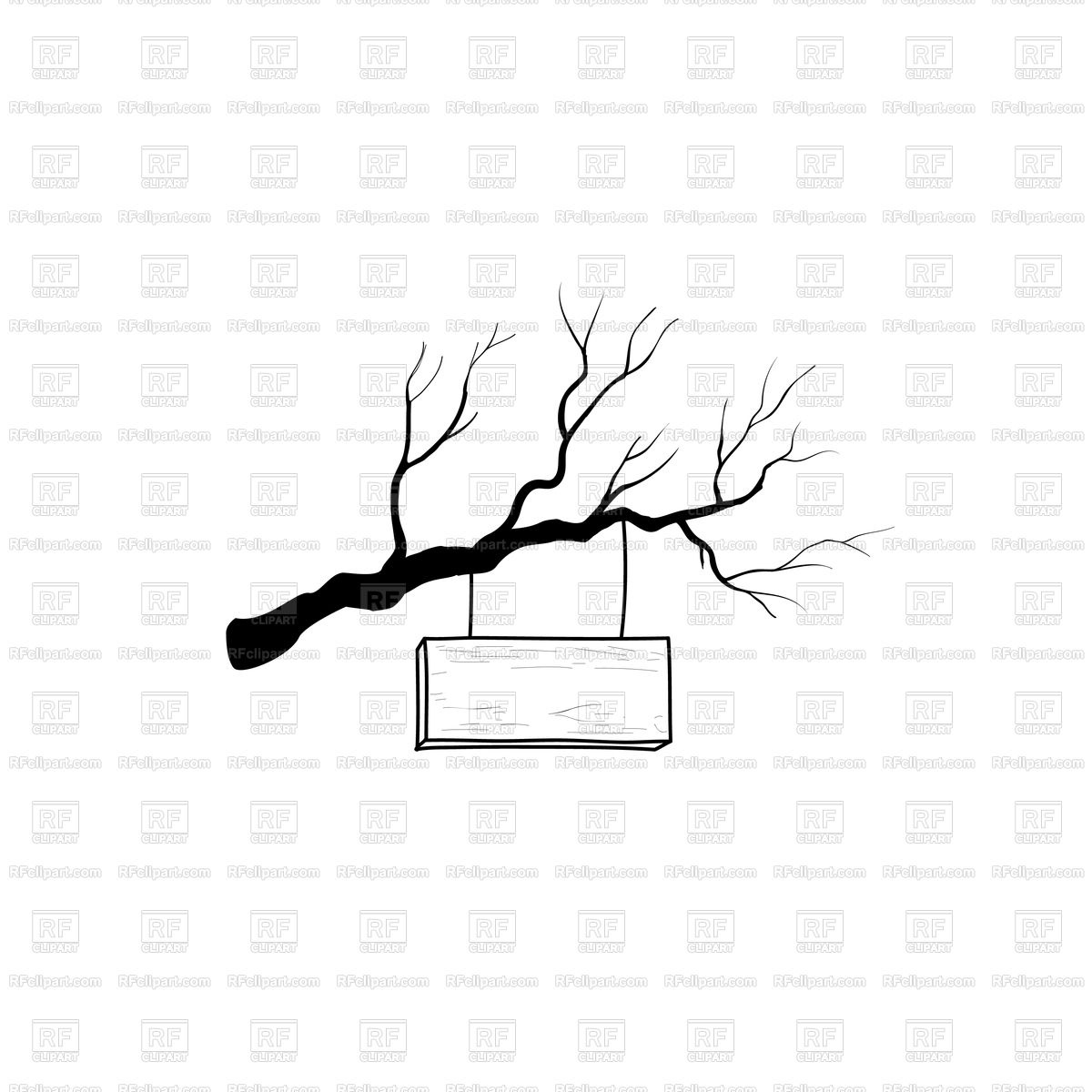 1200x1200 Wooden Road Sign On Tree Branch Vector Image Vector Artwork Of