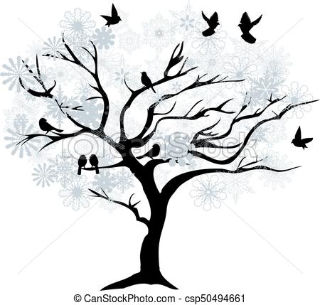 450x429 Vector Winter Tree With Snowflakes.