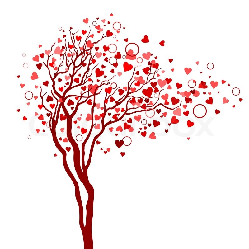800x800 Love Tree With Heart Leaves Stock Vector Colourbox