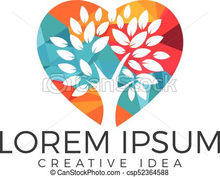450x362 Tree Heart Logo. Health And Care Logo. Garden Tree Abstract Logo