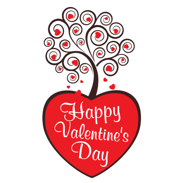 600x600 Decorative Swirl Floral Tree With Red Heart Vector 123freevectors