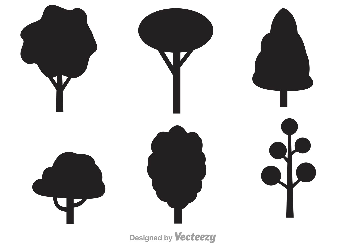 1400x980 Black Tree Vector Icons