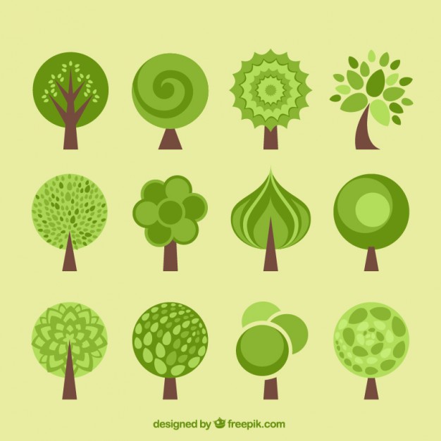 626x626 Tree Icons Collection In Flat Design Style Vector Premium Download