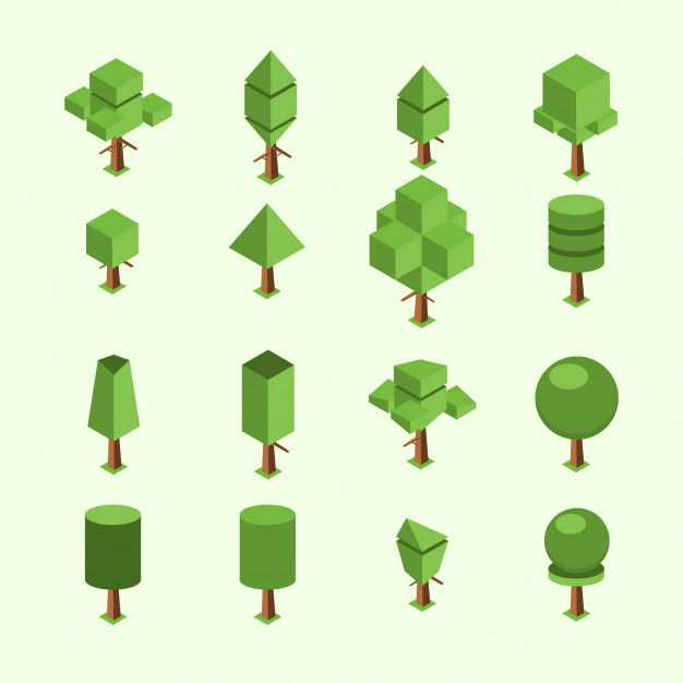 626x626 Isometric Flat Design Tree Illustration Vector Premium Download