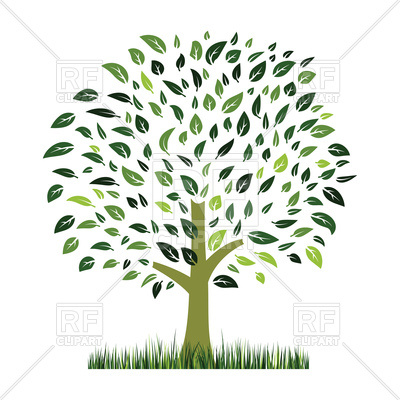 400x400 Green Grass And Tree With Leaves Vector Image Vector Artwork Of