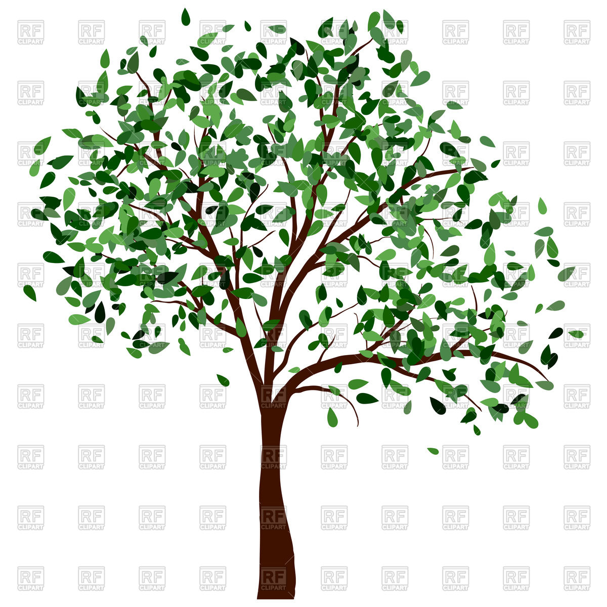 1200x1200 Summer Tree With Green Leaves Vector Image Vector Artwork Of