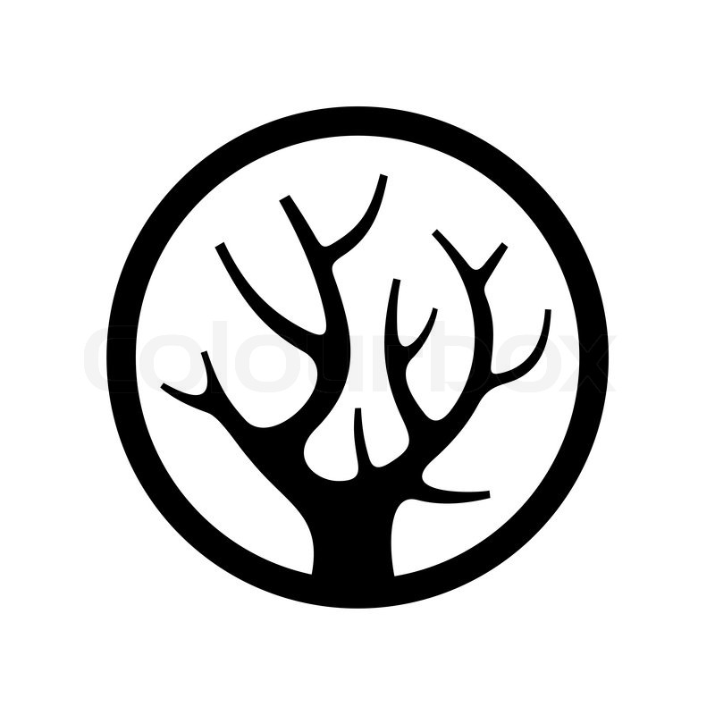 800x800 Decorative Simple Tree Logo In The Circle. Vector Illustration
