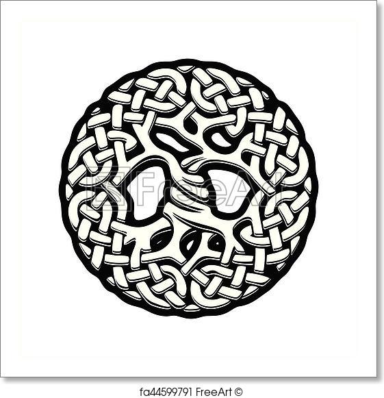 561x581 Free Art Print Of Celtic Tree Of Life. Black And White