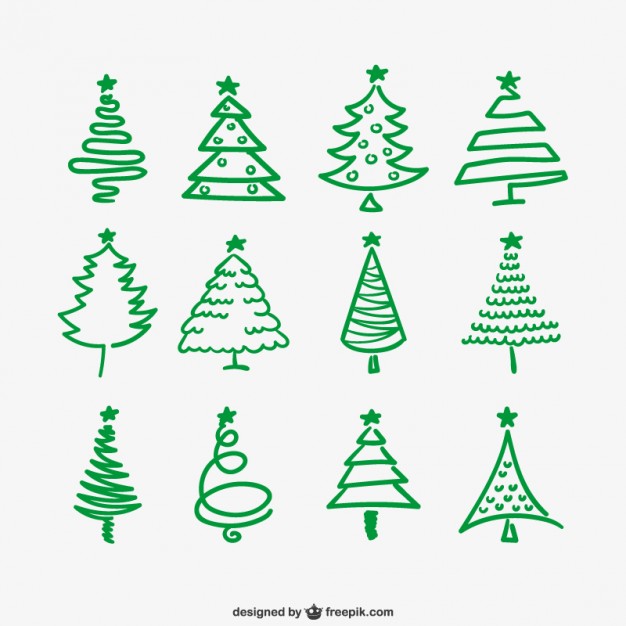 626x626 Green Christmas Trees Outlines Free Vectors Ui Download