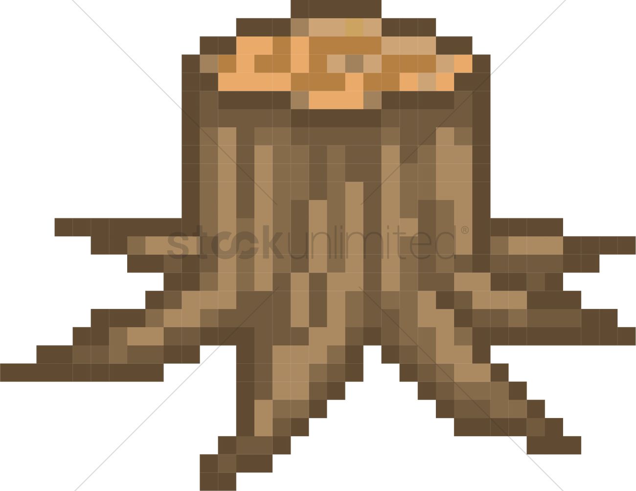 1300x1003 Pixel Tree Stump Vector Image