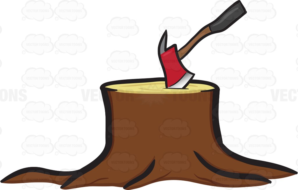 1024x651 A Tree Stump With Ax Emoji Clipart By Vector Toons