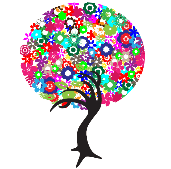600x595 Free Colorful Flowers Tree Vector Free Vectors Ui Download