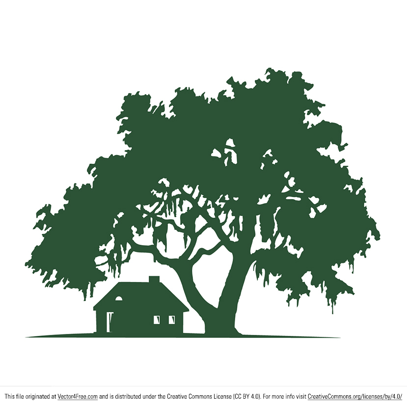 829x828 Free Oak Tree Vector Amp Cabin Silhouette Vector