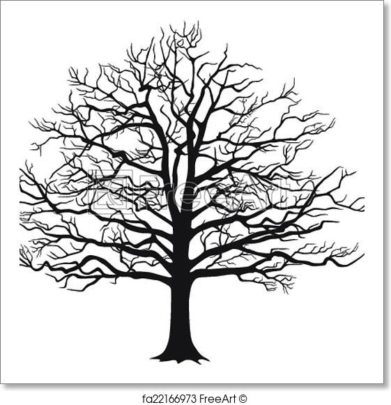 561x581 Free Art Print Of Black Silhouette Bare Tree . Vector Illustration