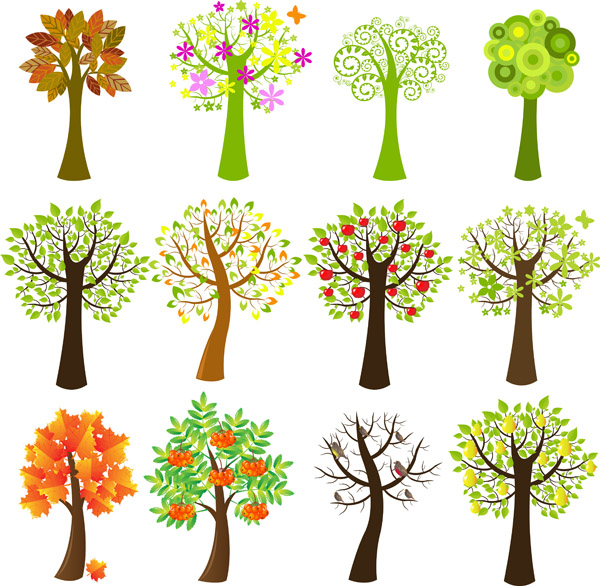 600x586 Lovely Trees Vector Free Vector 4vector
