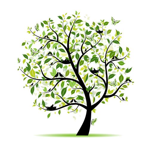 500x500 Different Spring Tree Elements Vector 05 Free Download