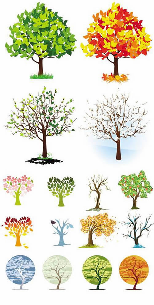 502x996 Four Seasons Tree Free Vector Graphic Download