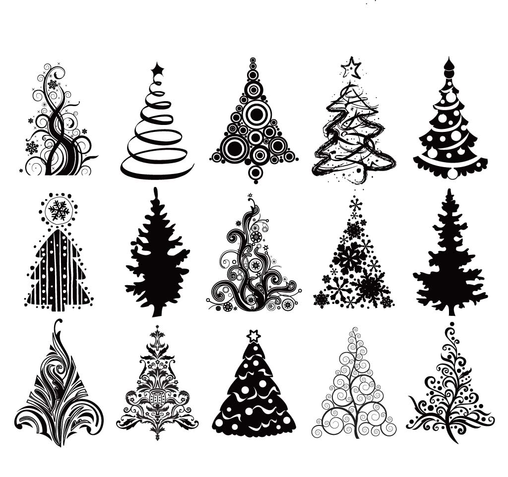 1024x962 Set Of Christmas Trees Vector Free Download