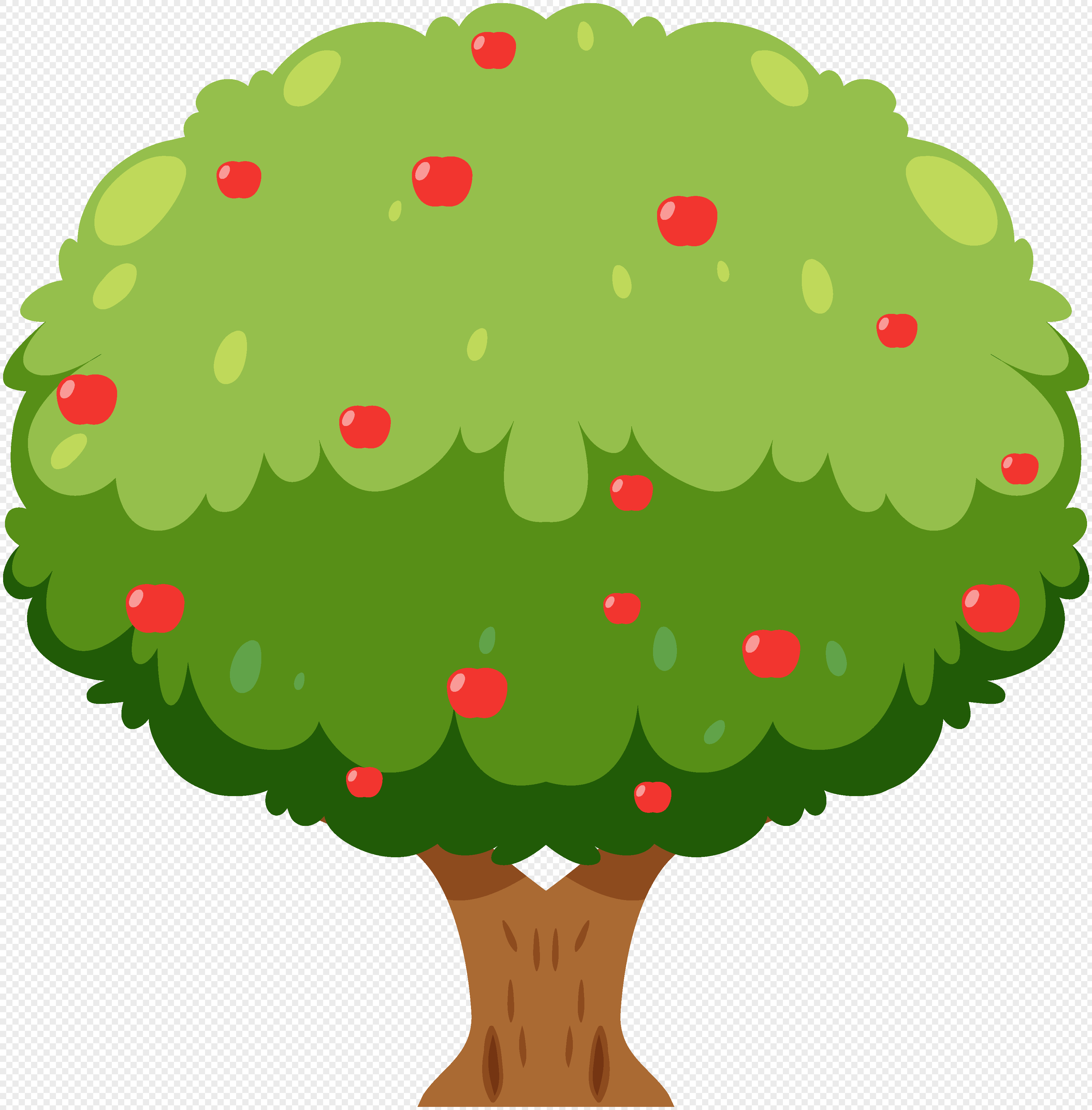 3515x3575 Cartoon Children Animation Apple Tree Vector Material Png