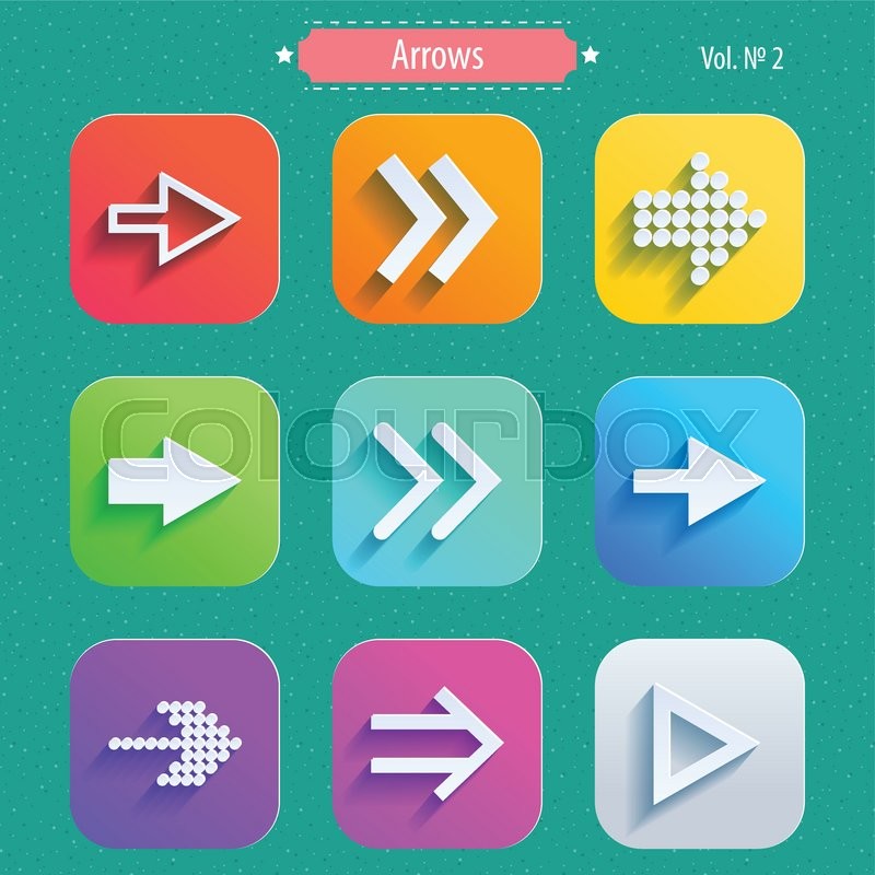 800x800 Set Arrow Icons, Flat Ui Design Trend, Vector Illustration Of Web
