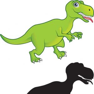 300x300 T Rex Cartoon And Silhouette Vector Rongholland