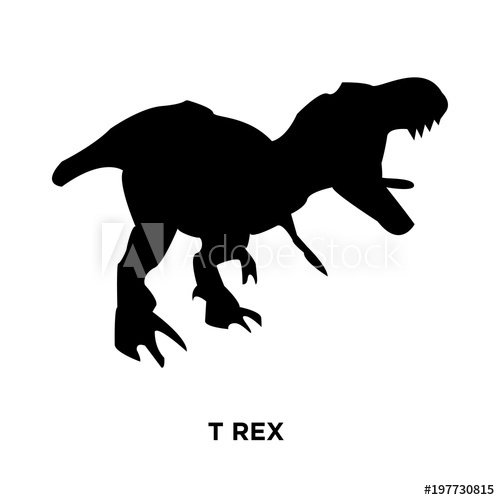 500x500 T Rex Silhouette On White Background, Vector Illustration