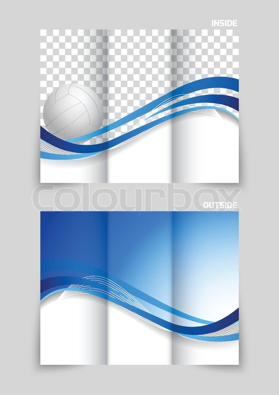 566x800 Tri Fold Brochure Design With Wavy Blue Lines And Volleyball