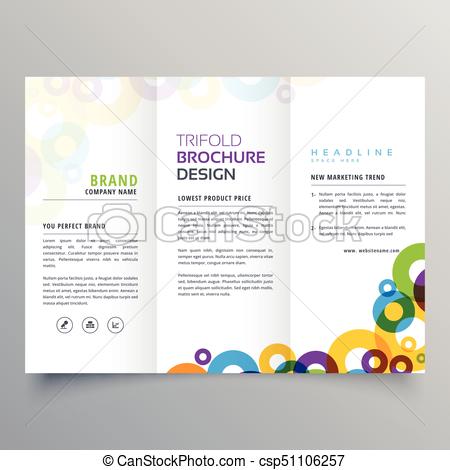 450x470 Colorful Circles Business Tri Fold Brochure Vector Design Template.