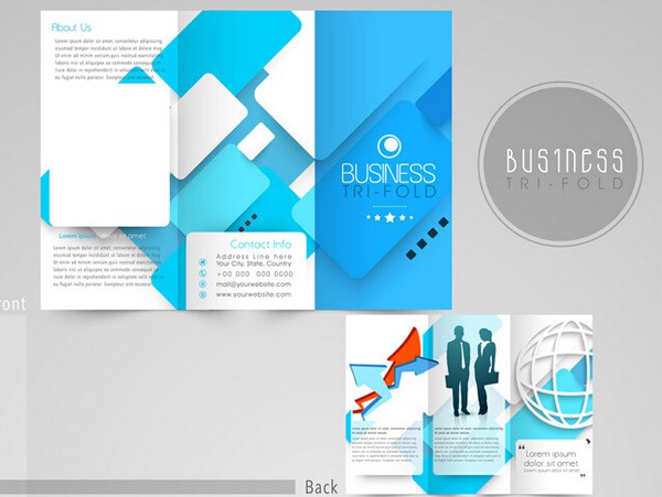 600x451 Free Creative Blue Tri Fold Business Brochure Vector
