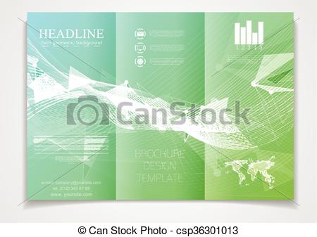 450x337 Tri Fold Brochure Vector Design Template. Corporate Flyer With Low