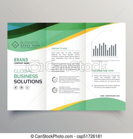 450x470 Wavy Green Trifold Business Brochure Vector Design.