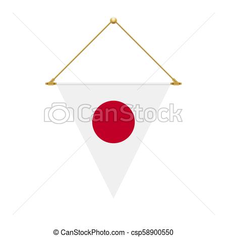 450x470 Japanese Triangle Flag Hanging, Vector Illustration. Flag Design