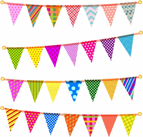 600x577 Triangle Bunting Flags Free Vector In Adobe Illustrator Ai ( .ai