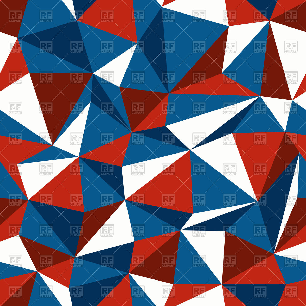 1200x1200 Blue And Red Seamless Pattern With Triangles (Polygonal) Vector