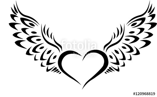 500x310 Heart With Wings Tribal Tattoo Stock Image And Royalty Free