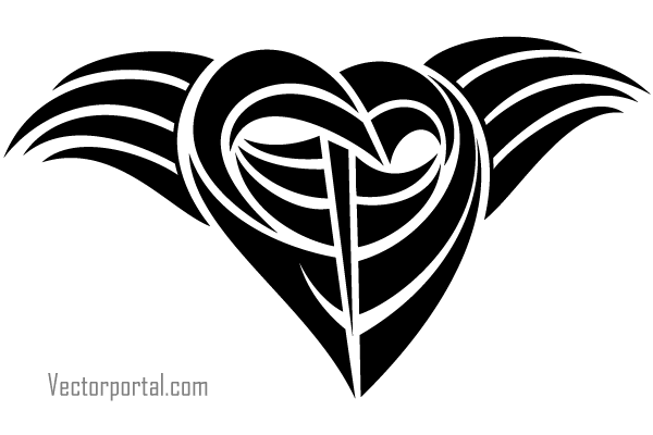 600x400 Tattoo Tribal Heart Vector Clip Art Image 123freevectors