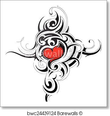 362x382 Art Print Of Tribal Heart Barewalls Posters Amp Prints Bwc24439124