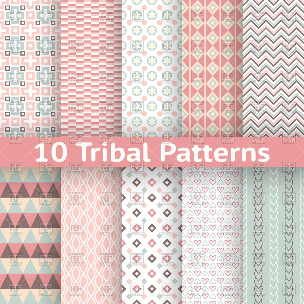 1200x1200 Set Of Pastel Tribal Patterns Vector Image Vector Artwork Of