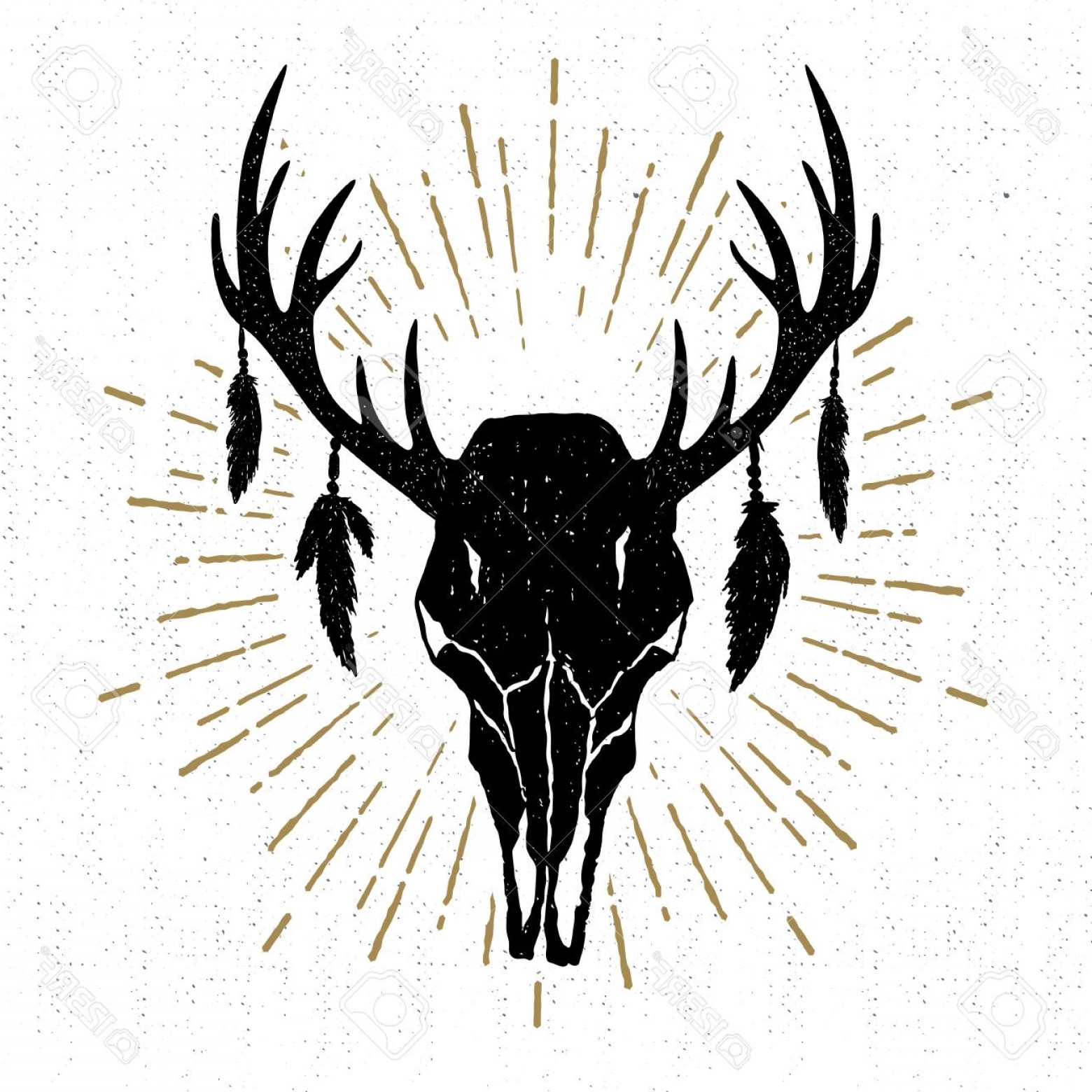 1560x1560 Photostock Vector Hand Drawn Tribal Icon With A Textured Deer