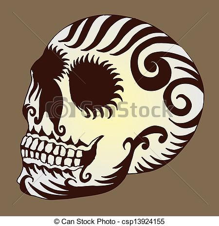 450x463 Tattoo Tribal Mexican Skull Vector Art.
