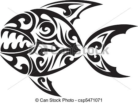 450x338 Tribal Fish Vector Tattoo.