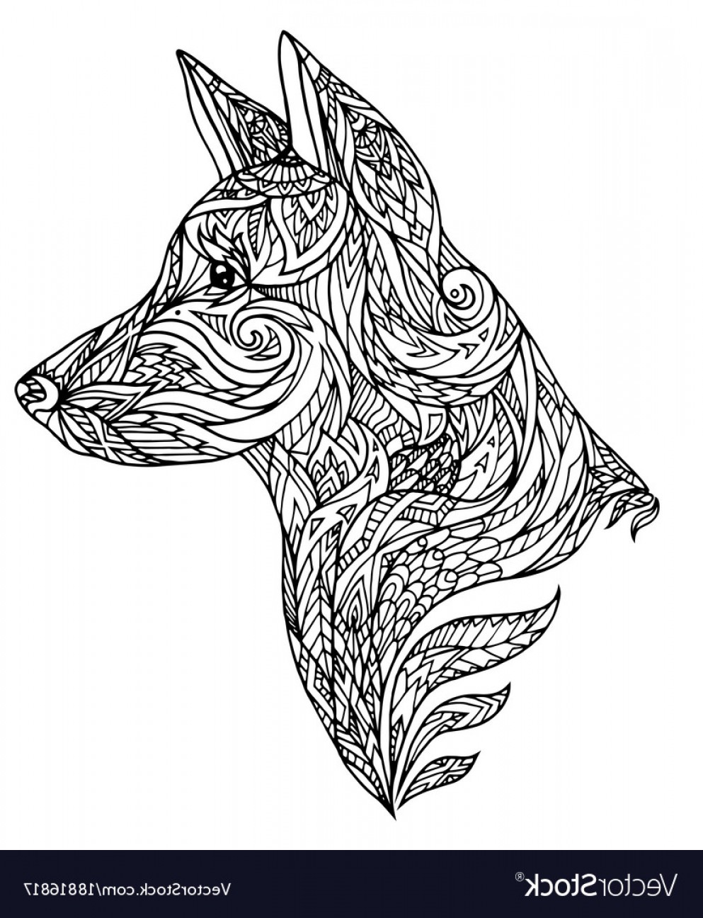 993x1296 Doodle Of A Dog Head With A Tribal Vector Orangiausa
