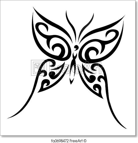 561x581 Free Art Print Of Buterfly Tribal Vector Tattoo Freeart Fa3698472
