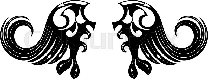 800x303 Graphic Design Tribal Tattoo Wings Stock Vector Colourbox