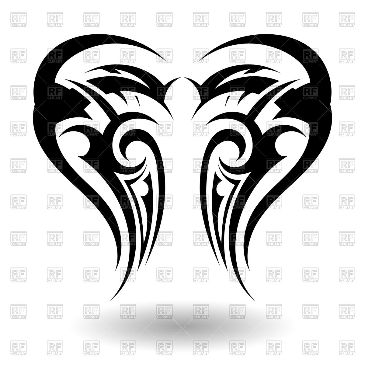 1200x1200 Hand Drawn Tribal Wings Tattoo Vector Image Vector Artwork Of