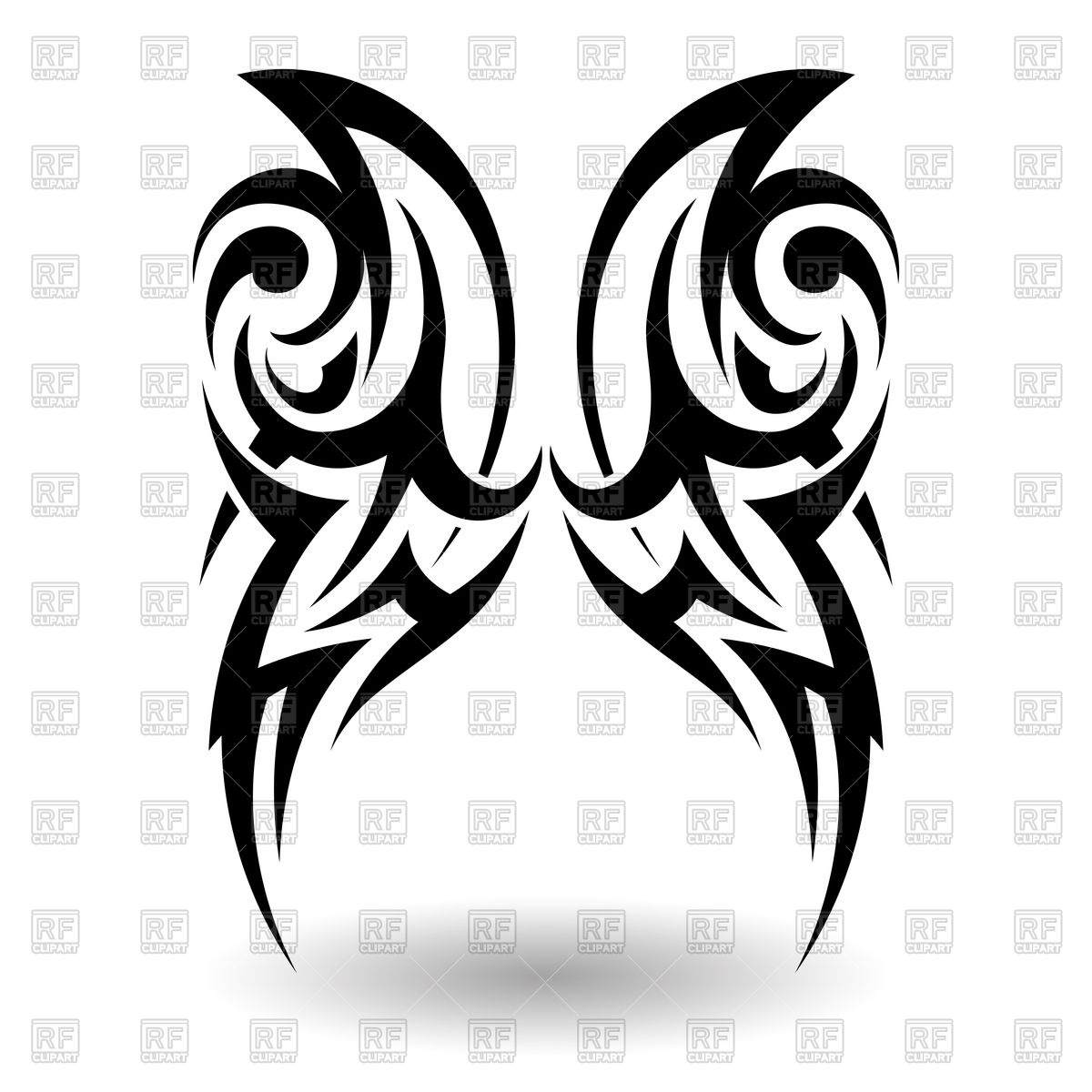1200x1200 Hand Drawn Wings Tribal Tattoo Vector Image Vector Artwork Of