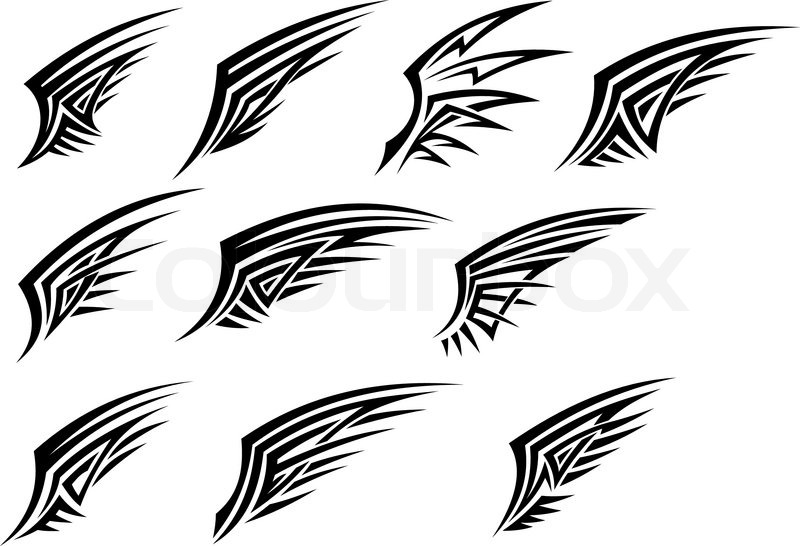 800x546 Set Of Black Tribal Wing Tattoos Stock Vector Colourbox