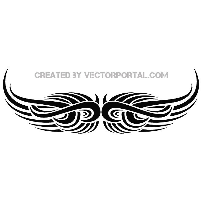 660x660 Wings Tribal Tattoo Free Vector 123freevectors