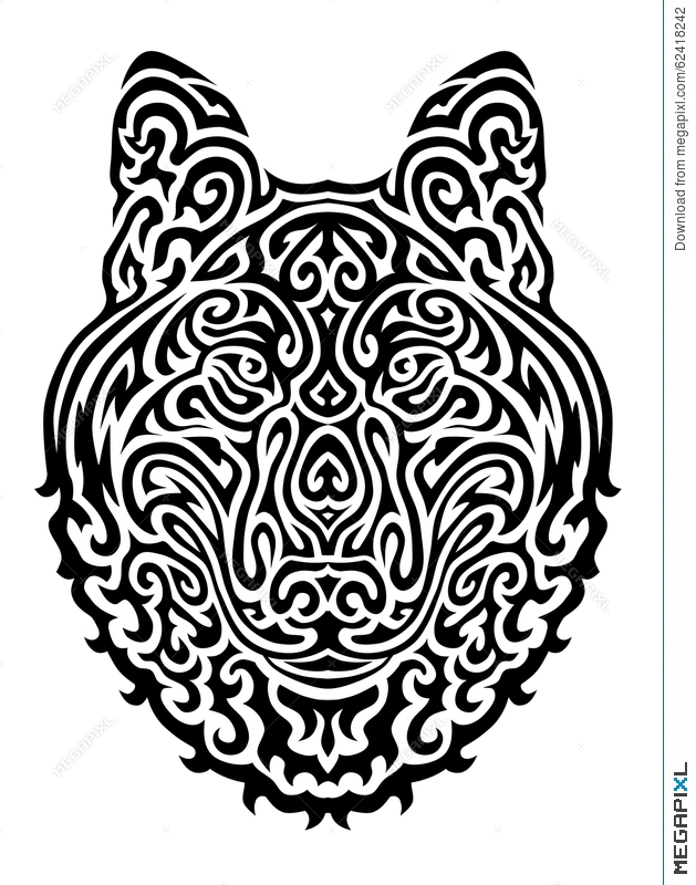 629x800 Tribal Wolf Vector Illustration Illustration 62418242